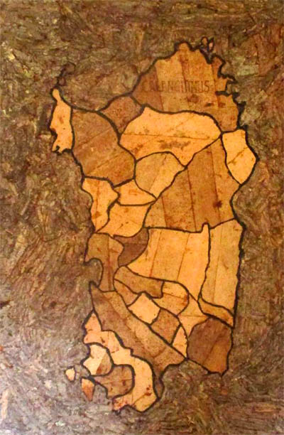 Sardinia map in cork